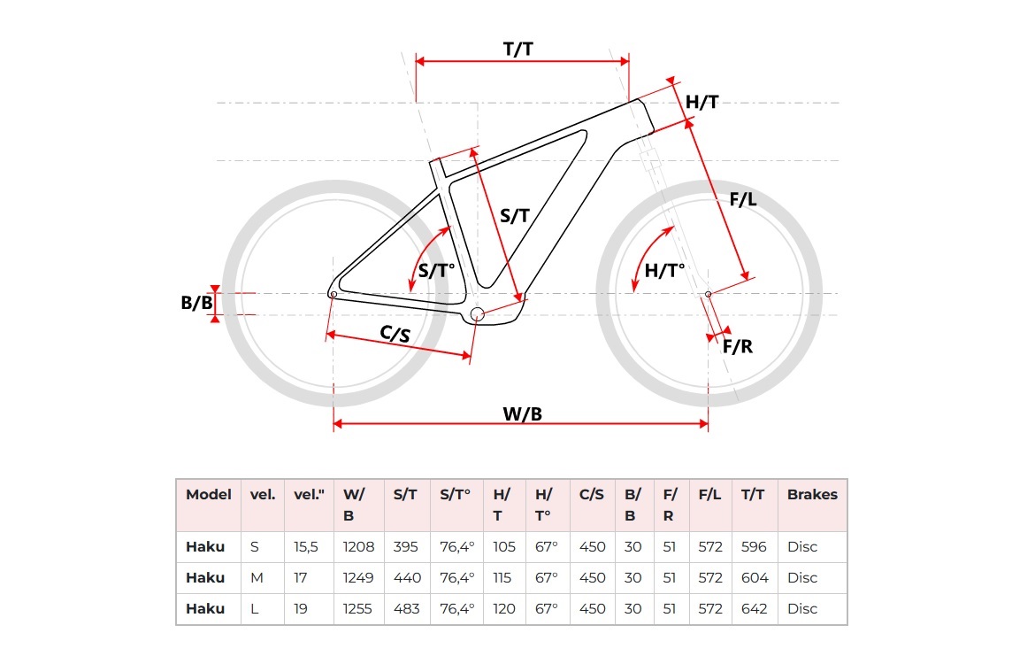 Celoodpružené horské elektrokolo Maxbike Haku - geometrie