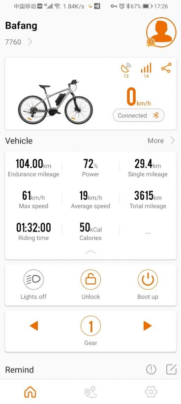 Mobilní aplikace Bafang Go+