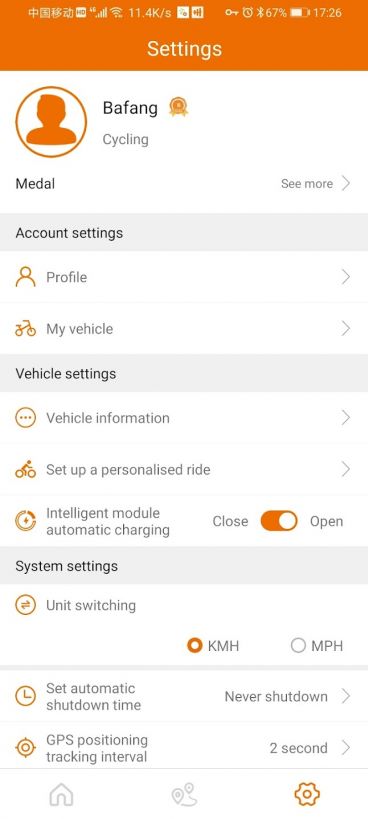 Mobilní aplikace Bafang Go+