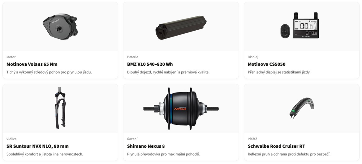 Městské elektrokolo Levit Beleco 7 OS-65 - komponenty