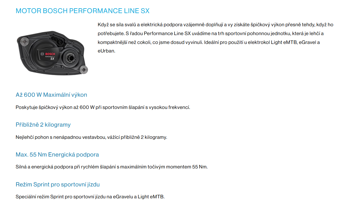Pohonná jednotka Bosch Performance SX Smart System