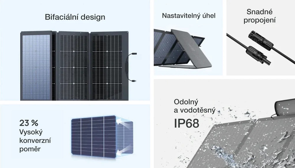 Přenosný solární panel EcoFlow Bifacial Solar Panel 220 Wp