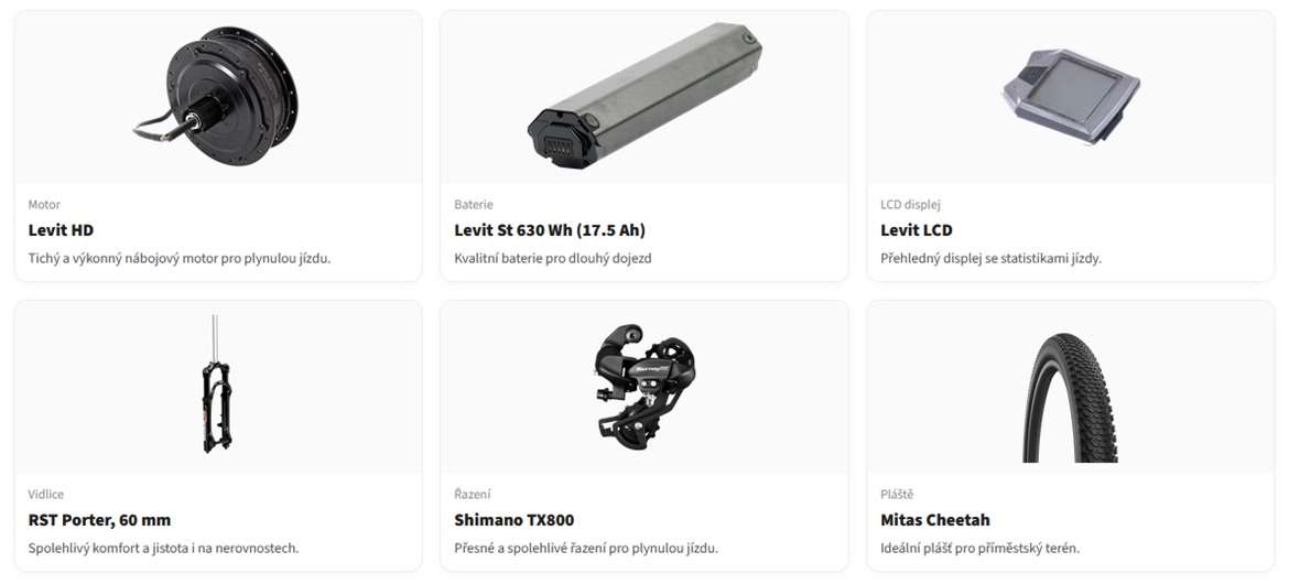 Skládací elektrokolo Levit Forteco 1 - komponenty