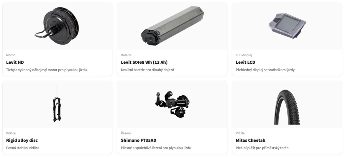 Skládací elektrokolo Levit Forteco 3 - komponenty