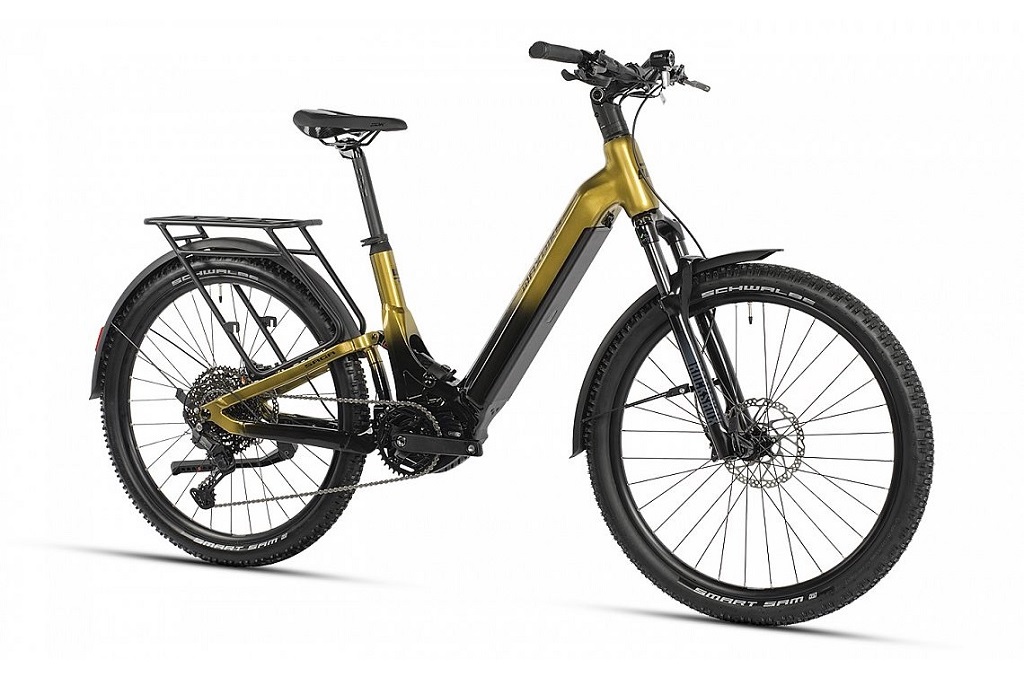 Nízkonástupové celoodpružené horské elektrokolo Maxbike Saga